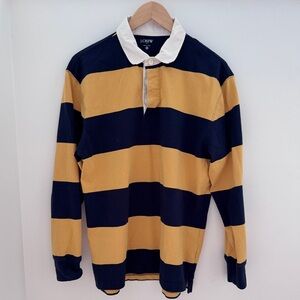 J.Crew Navy Blue and Gold Rugby Shirt